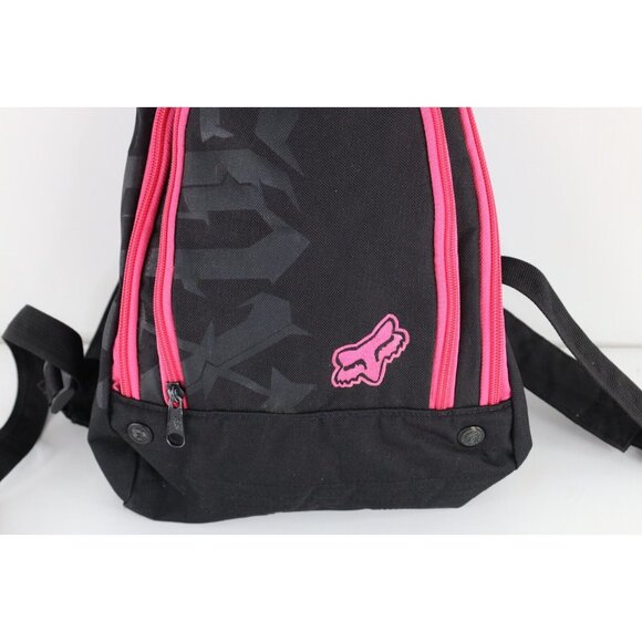 Vintage Y2K Fox Racing Spell Out Tribal Motocross Mini Backpack Book Bag Black main image 7